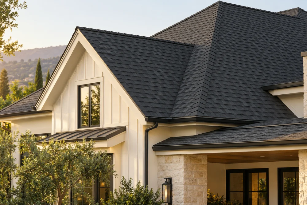 Charcoal roof on a modern home